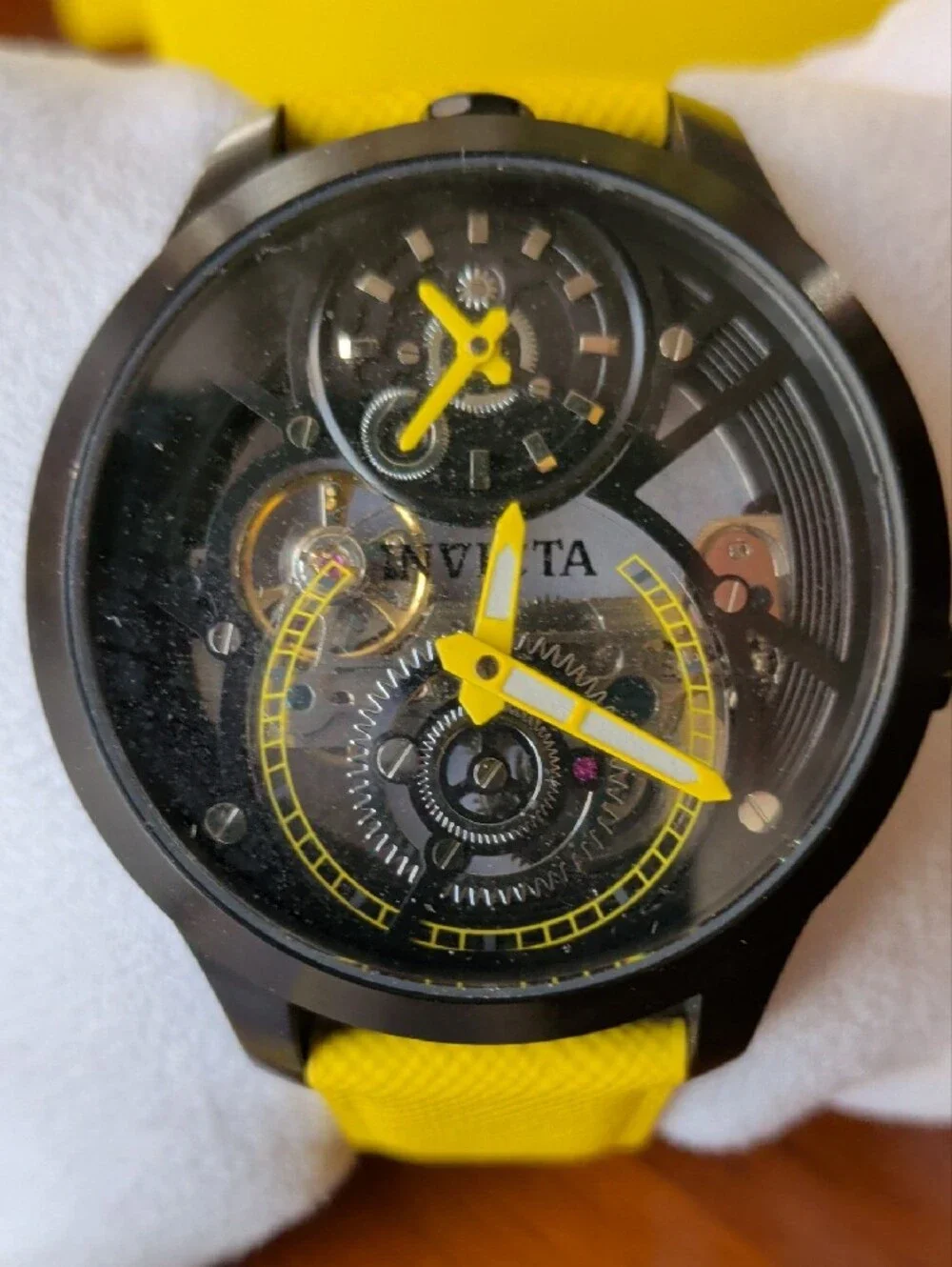 EUC Invicta Objet D Art Hand Wind Transparent Dial Men's Watch 44324